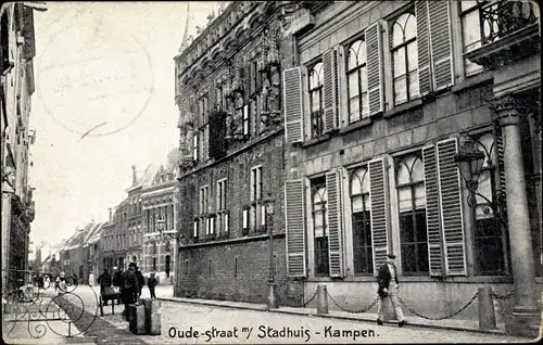 Ak Kampen Overijssel Niederlande, Oudestraat met Stadhuis