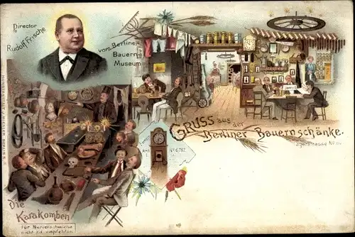 Litho Berlin Mitte, Berliner Bauernschänke, Jägerstraße No. 69, Direktor Max Kaufmann, Katakomben