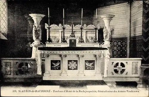 Ak St. Aubin de Baubigné Deux-Sèvres, Tombeau d'Henri de la Rochejacquelein