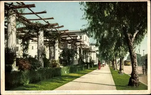 Ak Pasadena, Kalifornien, USA, Colorado Street, Hotel Maryland, Pergola