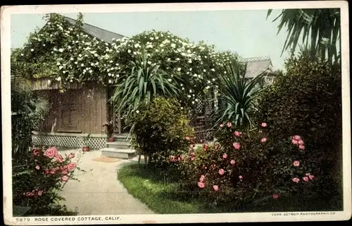 Ak Pasadena, Kalifornien, USA, ein mit Rosen bedecktes Häuschen