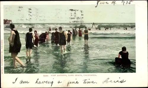 Ak Long Beach, Kalifornien, USA, Brandungsbaden