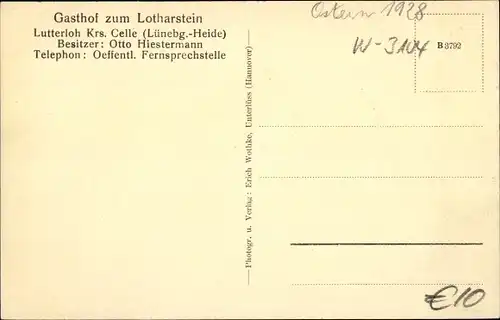 Ak Lutterloh Südheide Lüneburger Heide, Gasthof zum Lotharstein