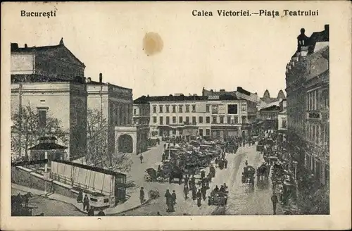 Ak București Bukarest Rumänien, Calea Victoriei, Piata Teatrului