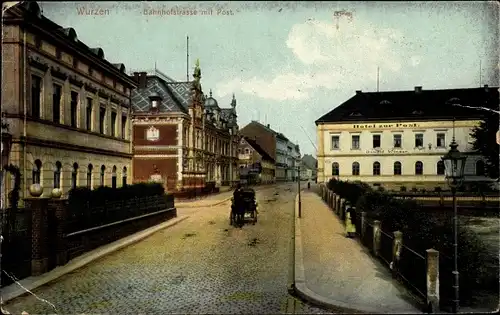 Ak Wurzen in Sachsen, Bahnhofstraße, Post