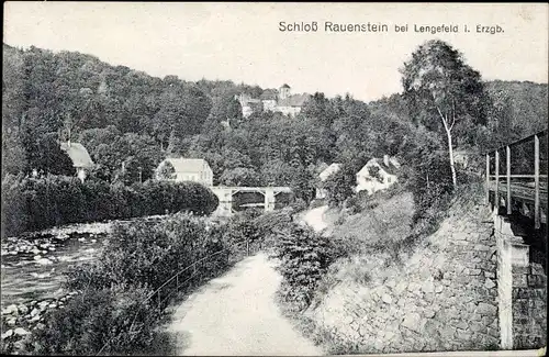 Ak Rauenstein Lengefeld im Erzgebirge Sachsen, Schloss, Flusspartie