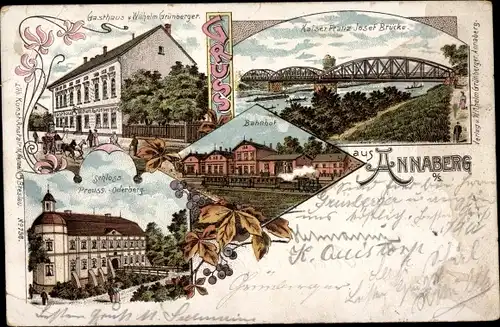 Litho Góra Świętej Anny Sankt Annaberg Oberschlesien, Kaiser Franz Josef Brücke, Gasthaus
