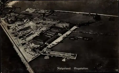 Ak Nordseeinsel Helgoland, Flugstation, Fliegeraufnahme