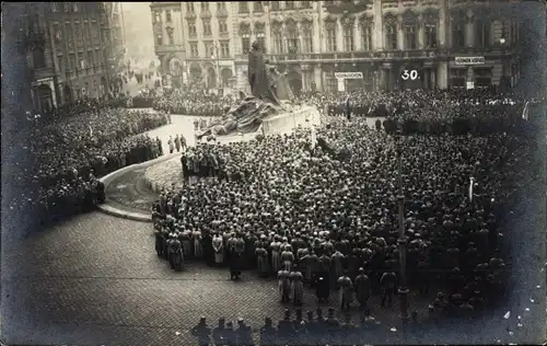 Ak Praha Prag, Unabhängigkeitsfeier, Eid der Armee, 1918