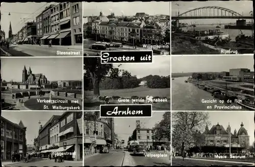 Ak Arnhem Gelderland Niederlande, Brücke, Straßenansichten