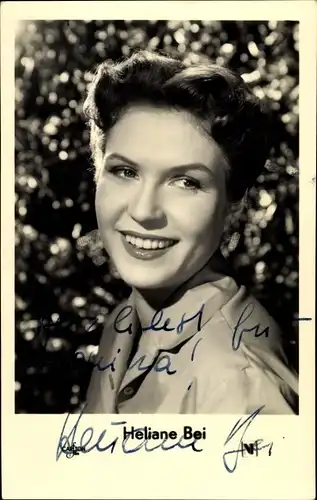 Ak Schauspielerin Heliane Bei, Portrait, Autogramm