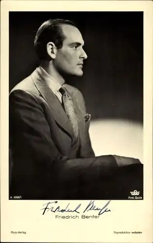 Ak Schauspieler Friedrich Benfer, Portrait, Autogramm