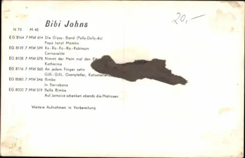 Ak Schauspielerin Bibi Johns, Portrait, Autogramm