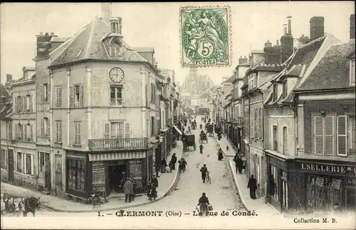 Ak Clermont Oise, La Rue de Conde