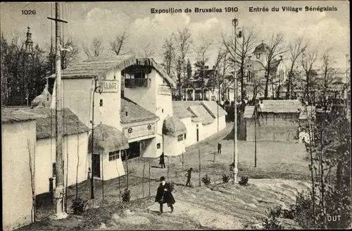 Ak Brüssel, Weltausstellung 1910, Senegalesisches Dorf