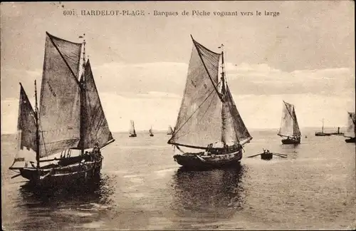 Ak Strand von Hardelot Pas de Calais, Fischerboote