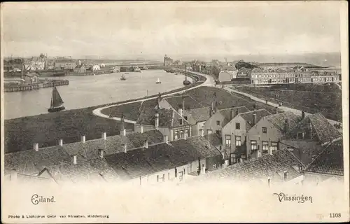 Ak Vlissingen Zeeland Niederlande, Eiland, Übersicht