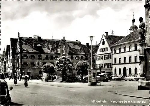 Ak Mindelheim im schwäbischen Kreis Unterallgäu, Hauptstraße, Marktplatz