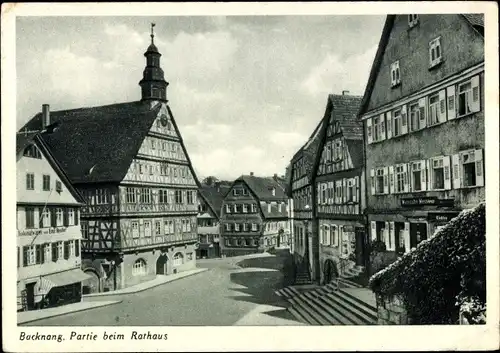 Ak Backnang in Württemberg, Rathaus, Fachwerkhaus