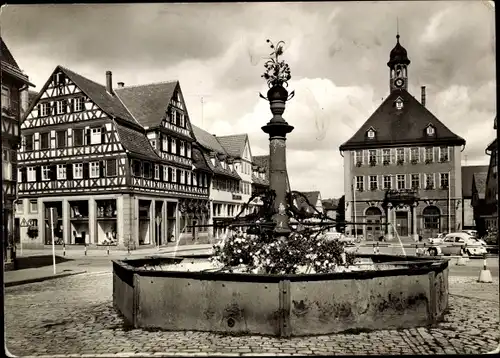 Ak Schorndorf in Württemberg, Marktplatz, Brunnen