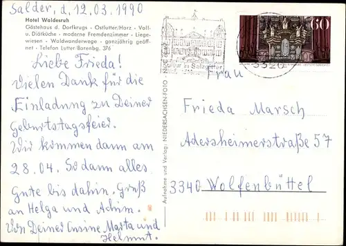 Ak Ostlutter Lutter am Barenberge Harzvorland, Hotel Waldesruh