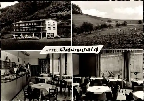 Ak Wald Michelbach im Odenwald Hessen, Hotel Odenwald, Innenansichten, Heinrich Müller, Feld, Kühe