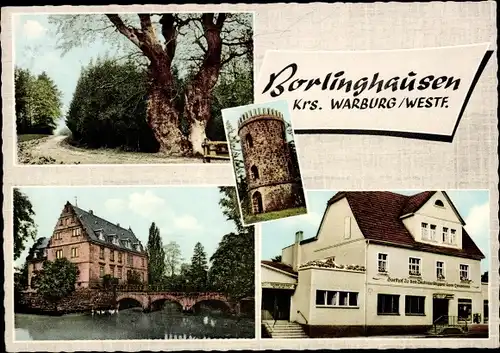 Ak Borlinghausen Willebadessen in Westfalen, Gasthaus, Turm, Brücke