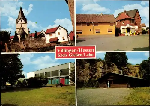 Ak Villingen Hungen in Hessen, Kirche, Laden, Schule