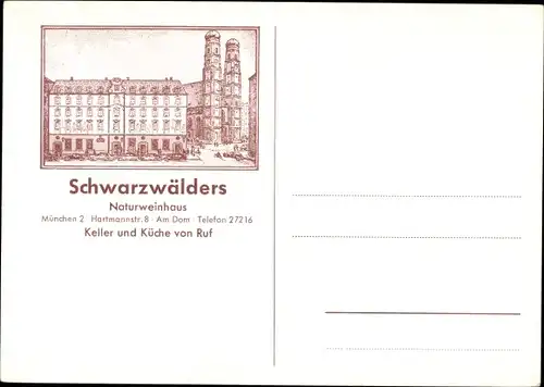 Ak München Bayern, Schwarzwälders Naturweinhaus, Hartmannstraße 8