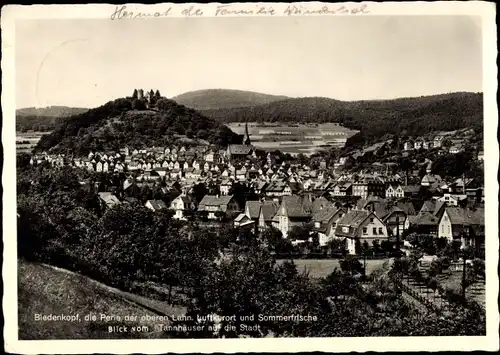 Ak Biedenkopf an der Lahn, Blick vom Tannhäuser auf die Stadt, Berg, Burg