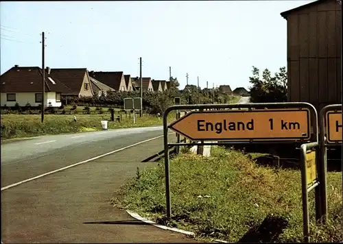 Ak Insel Nordstrand in Nordfriesland, Wegweiser nach England