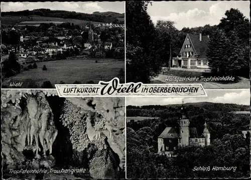 Ak Wiehl im Oberbergischen Kreis, Waldgaststätte Tropfsteinhöhle, Schloss Homburg