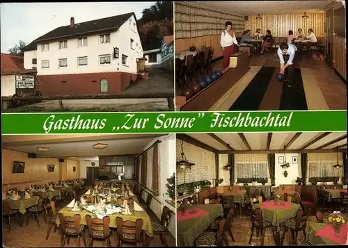 Ak Steinau Fischbachtal im Odenwald Hessen, Gasthaus Zur Sonne, Kegelbahn, Speiseräume