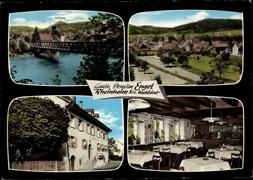 Ak Rheinheim Küssaberg Klettgau, Gasthaus Engel, Brücke, Ortsansicht, Speiseraum,