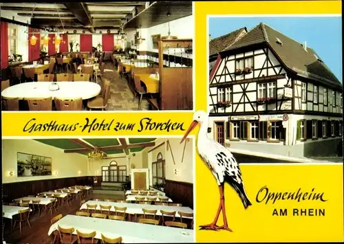 Ak Oppenheim am Oberrhein, Gasthaus Hotel zum Storchen, Fachwerk, Mainzer Straße 1, Inh. Glaninger