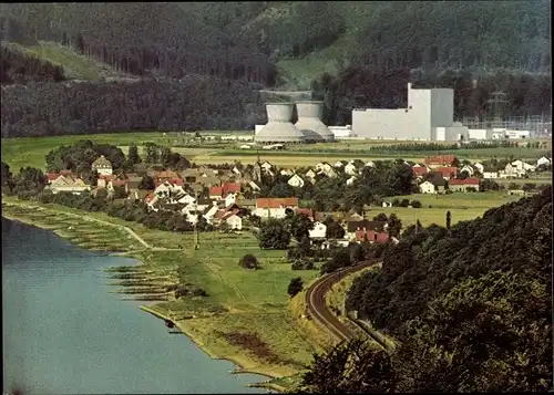 Ak Würgassen Beverungen an der Weser, Gesamtansicht, Kernkraftwerk