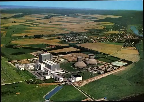 Ak Würgassen Beverungen an der Weser, Luftaufnahme, Kernkraftwerk