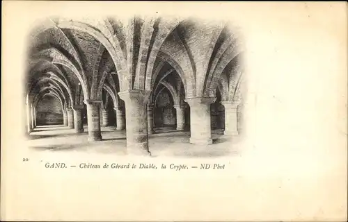 Postkarte Großraum Gent Ostflandern, Schloss von Gerhard dem Teufel, Krypta