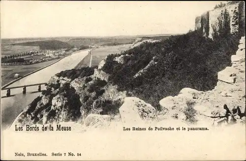 Ak Houx Wallonie Namur, Ruinen von Poilvache, Panorama