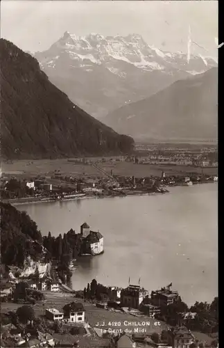 Ak Chillon Montreux Kanton Waadt, Chateau de Chillon und Dents du Midi