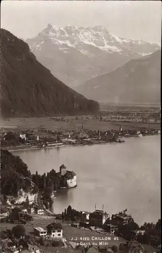 Ak Chillon Montreux Kanton Waadt, Chateau de Chillon und Dents du Midi