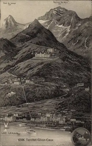 Ak Territet Montreux Kt. Waadt, Genfersee