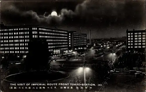 Ak Tokio Präf. Tokio Japan, Nachtansicht, Partie am Bahnhof