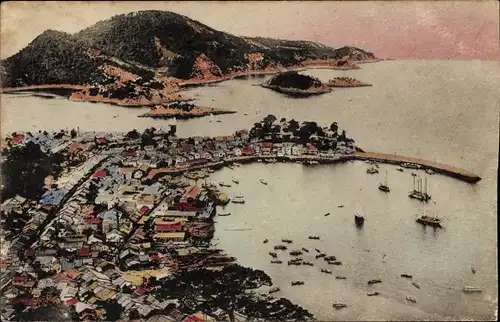 Ak Tomonoura Tomonotsu Hiroshima Japan, Bucht und Hafen