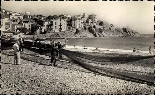 Ak Banyuls sur Mer Pyrénées-Orientales, Sechage des Filets