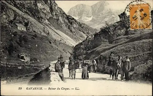 Ak Gavarnie Hautes Pyrénées, Cirque de Gavarnie, Retour