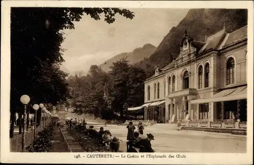 Ak Cauterets Hautes Pyrénées, Casino, Esplanade des Oeufs