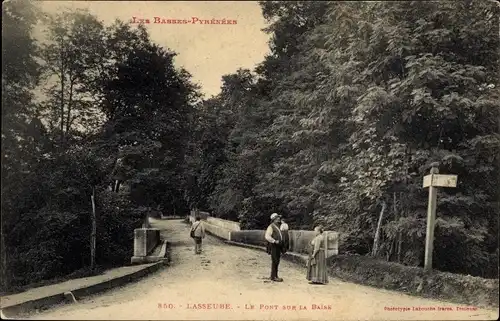 Ak Lasseube Pyrénées-Atlantiques, Brücke über die Baise
