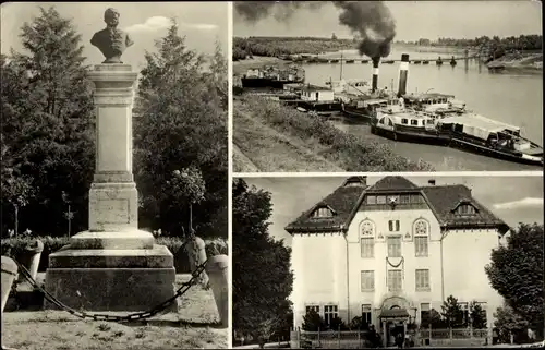 Ak Csongrád Ungarn, Denkmal, Dampfer