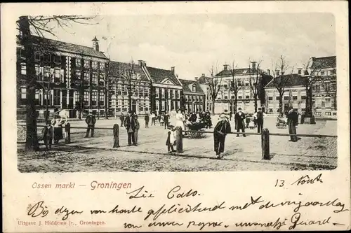 Ak Groningen Niederlande, Ossen markt